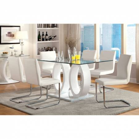 LODIA I DINING SETS 7PC (TABLE + 6 SIDE CHAIRS)  WHITE